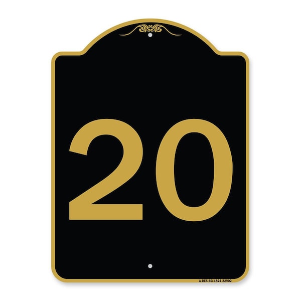 Amistad 18 x 24 in. Designer Series Sign - Sign with Number 20, Black & Gold AM2026859 - main